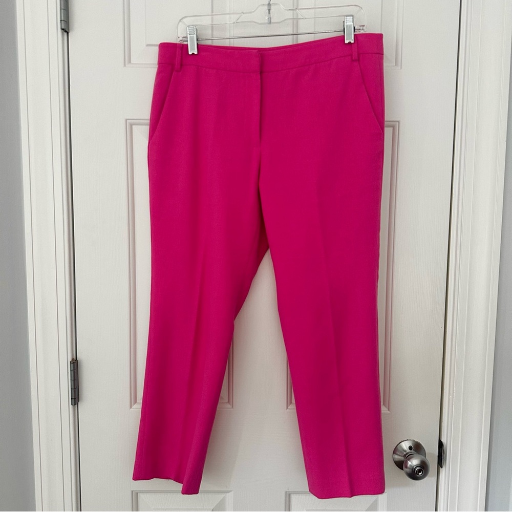 Tibi Willa Crepe Pant Neon Pink Cropped Capri Sz 8